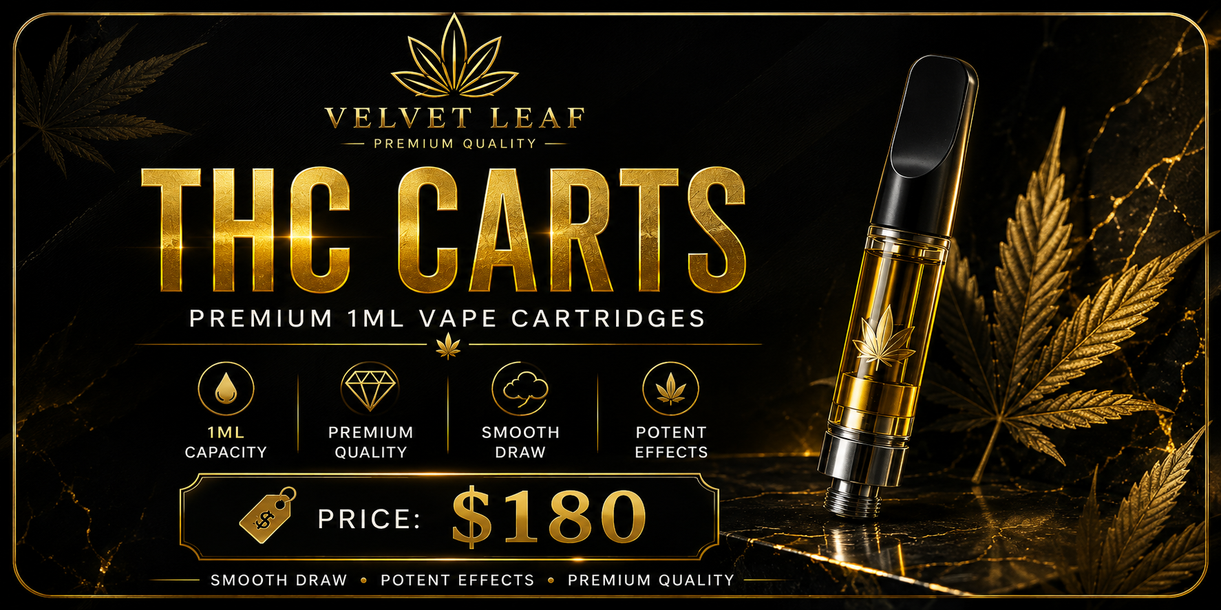 Velvet Leaf THC Carts banner